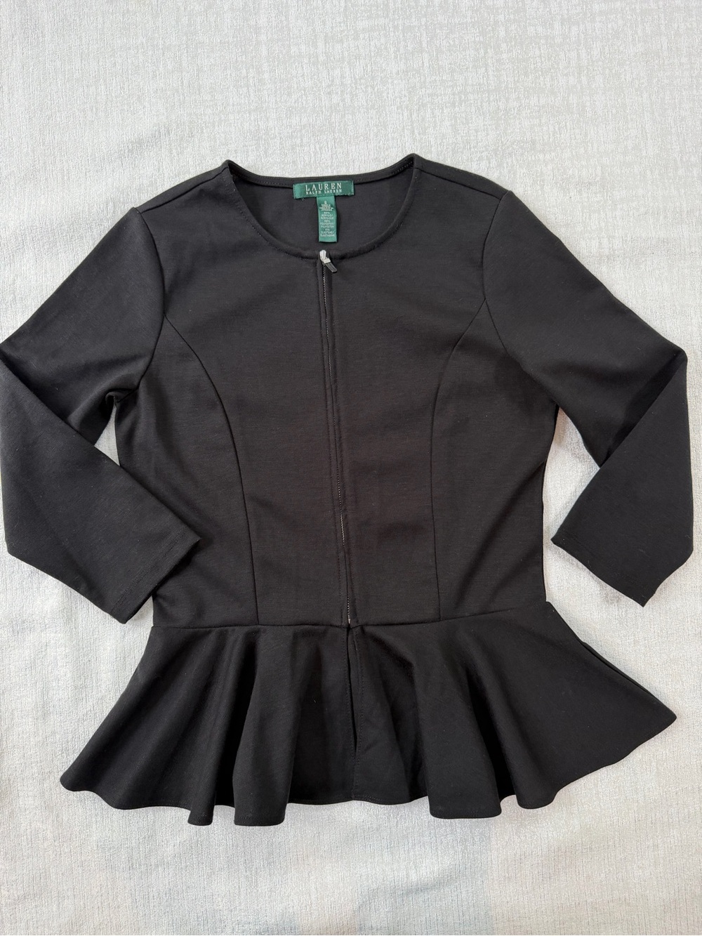 Ralph Lauren Black Peplum Zip-Front Women's Top
